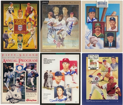 Lot of (19) 1980s-1990s Signed Baseball Hall of Fame Induction Programs and Yearbooks (Beckett PreCert)